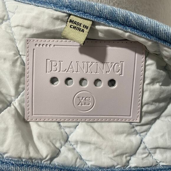 BLANKNYC Quilted Jean Bolero Size Extra Small Light Wash Denim Short Jacket - Picture 6 of 8